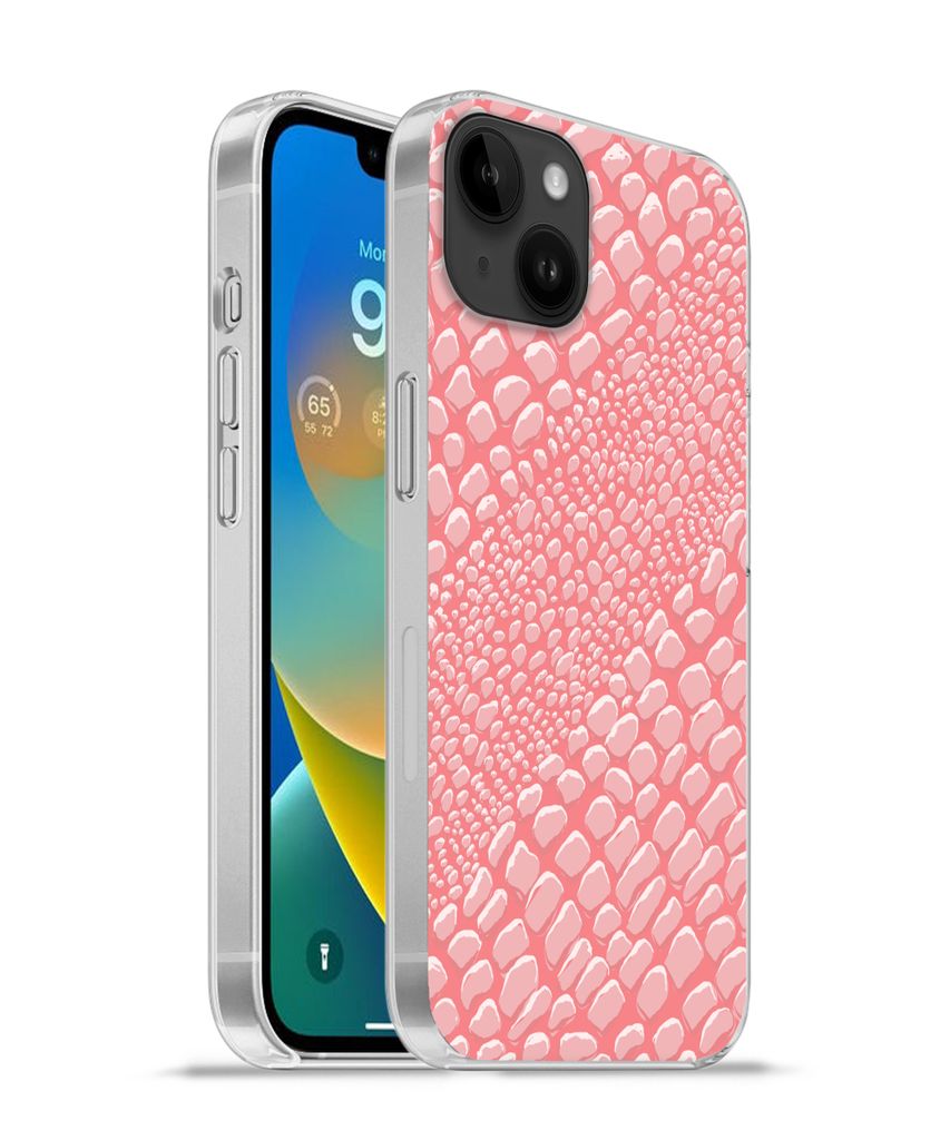 MuchoWow Handyhülle Schutzhülle Hülle für Apple iPhone 14 Plus - Soft case Krokodilleder - Tierprint - Rosa Silikon Softcase Handy Hülle - A...