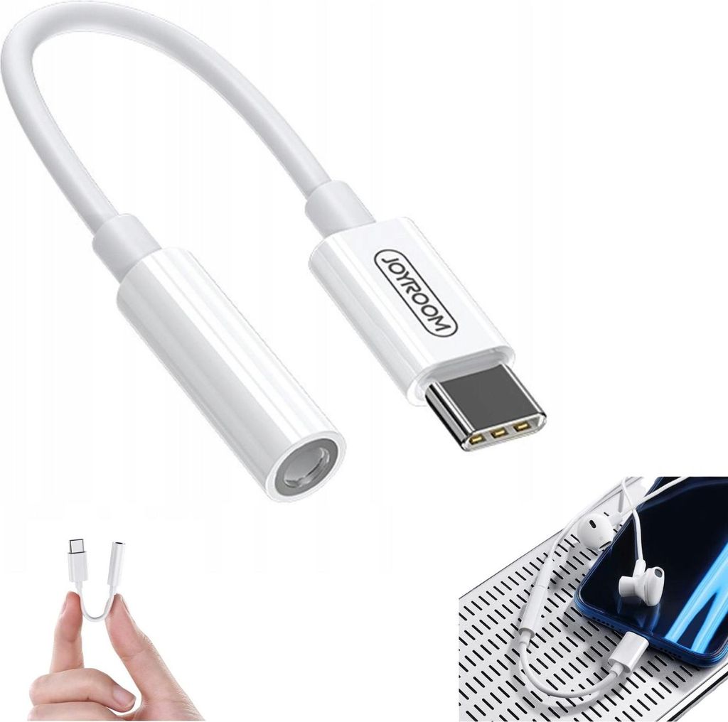 Joyroom adapter 3,5 mm Mini Jack - USB Type-C - Biały Zdjęcie produktu 