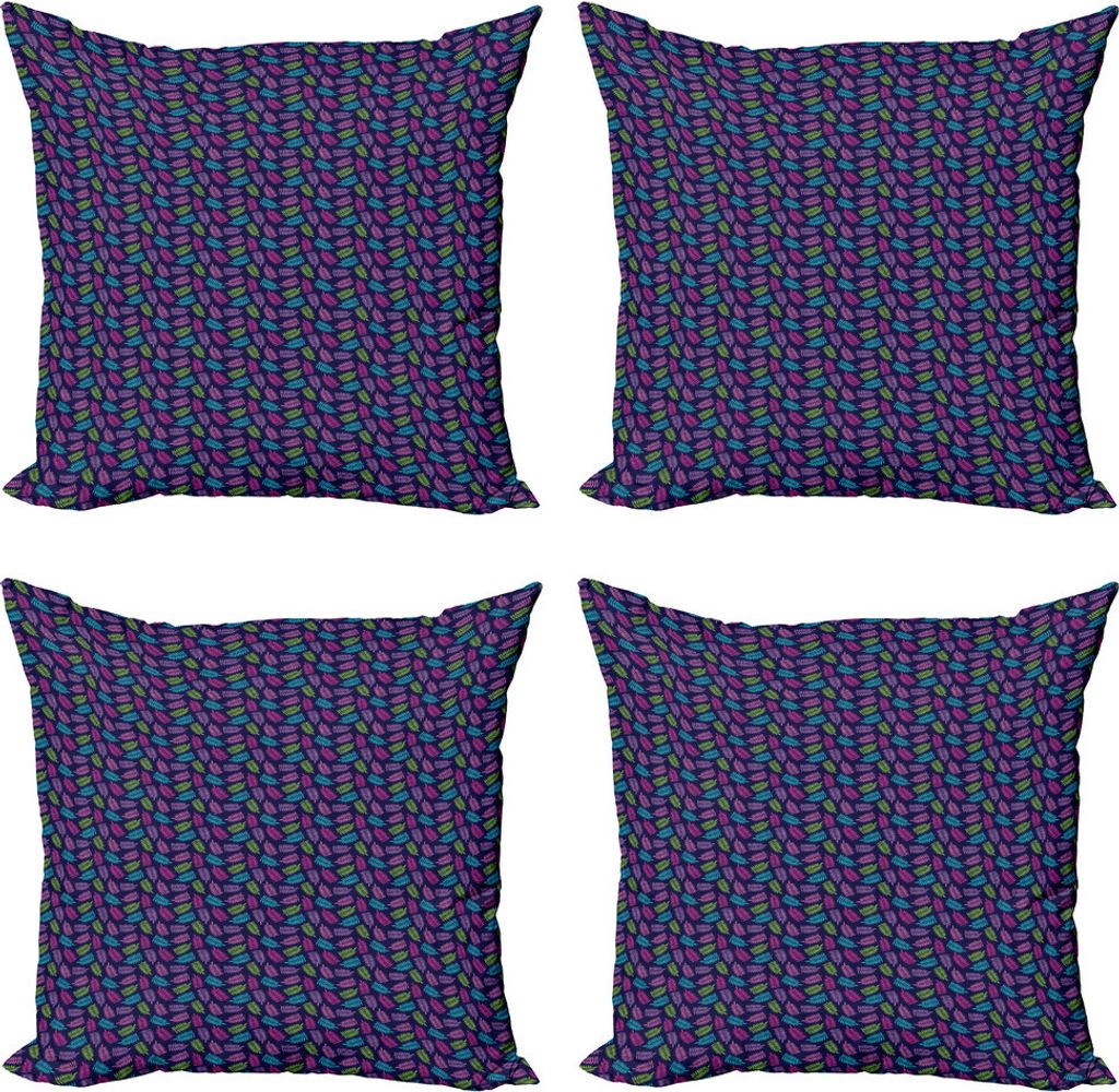 ABAKUHAUS Blätter Kissenbezug Set (4 Stück), Tropischer Regenwald Laub, Moderner Doppelseitiger Digitaldruck, 50 cm x 50 cm, Mehrfarbig