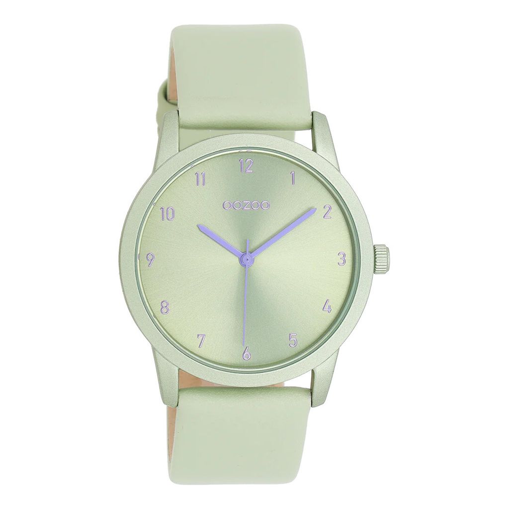 Oozoo Armbanduhr grün Leder Timepieces Damen Analog-Quarzuhr UOC11077