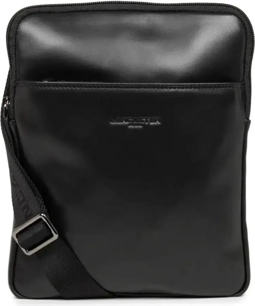 Sacoche homme Lancaster Capital en cuir noir - Petit sac bandoulière