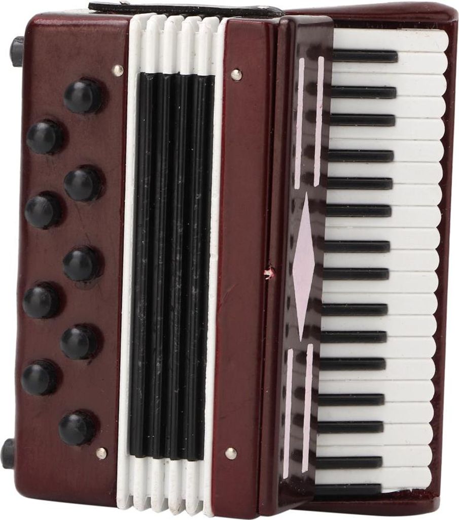 6 cm großes Miniatur-Holzmodell einer roten Ziehharmonika mit zierlicher Schachtel – musikalisches Geschenk