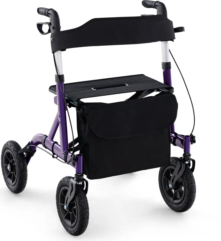 Déambulateur rollator à 4 roues avec assise pour senior Costway