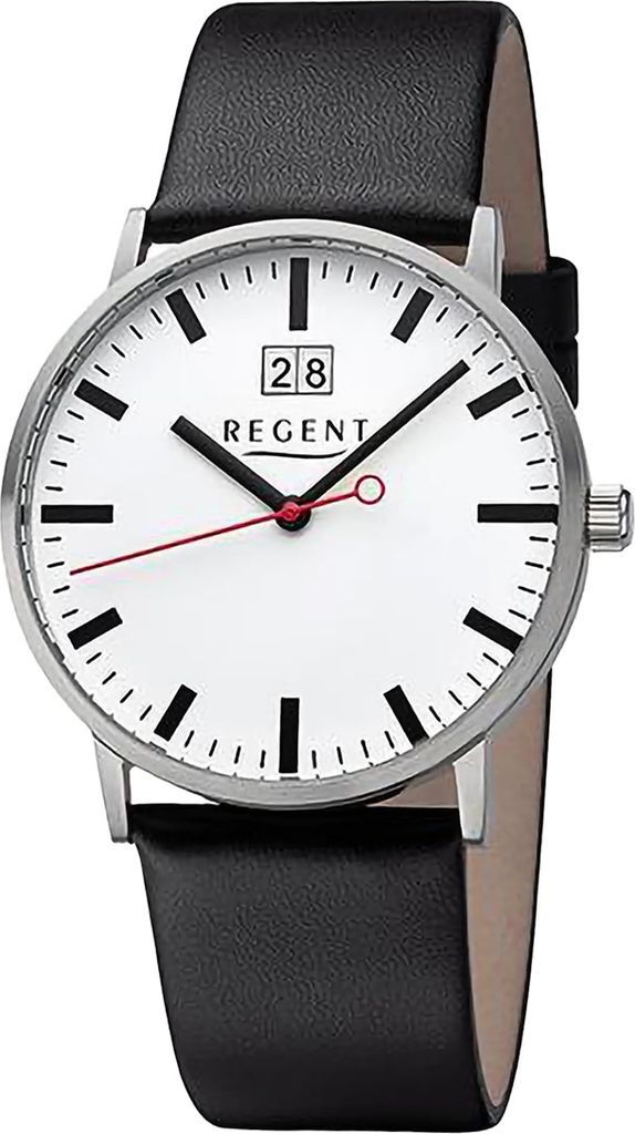 Regent Leder Herren Uhr Armbanduhr Quarz schwarz Lederarmband D2URF1266