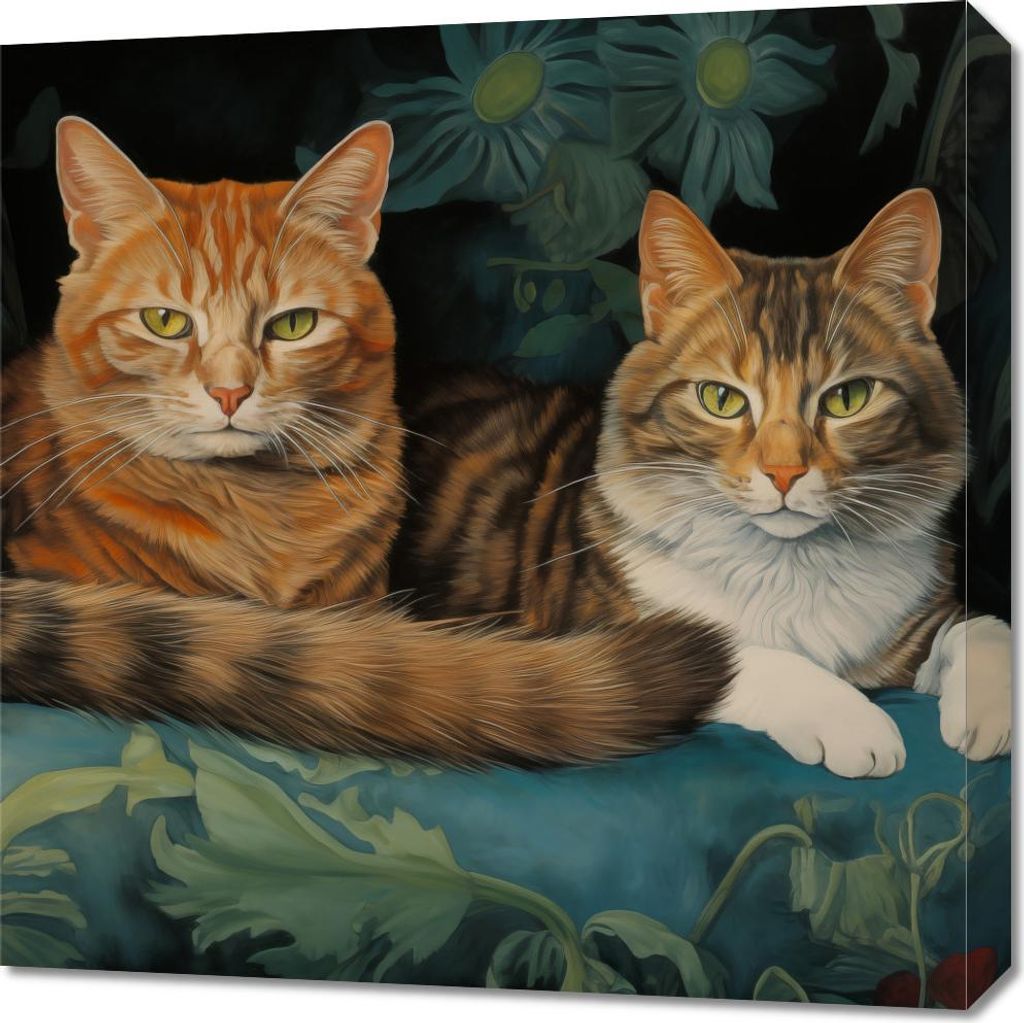 Bild 60x60cm Katzen auf dem Stuhl