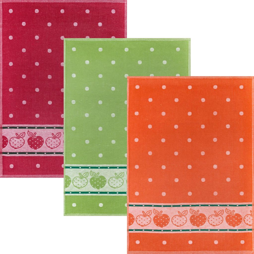 Kracht Geschirrtuch Äpfel" 3er-Pack rot/grün/orange 50x70 Produktbild 