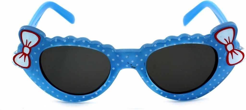 Süße Baby Sonnenbrille Kleinkind Brille Schwarz Getönt UV400 mit Schleifen Hell Blau Markenbrille Rennec Brillenbeutel