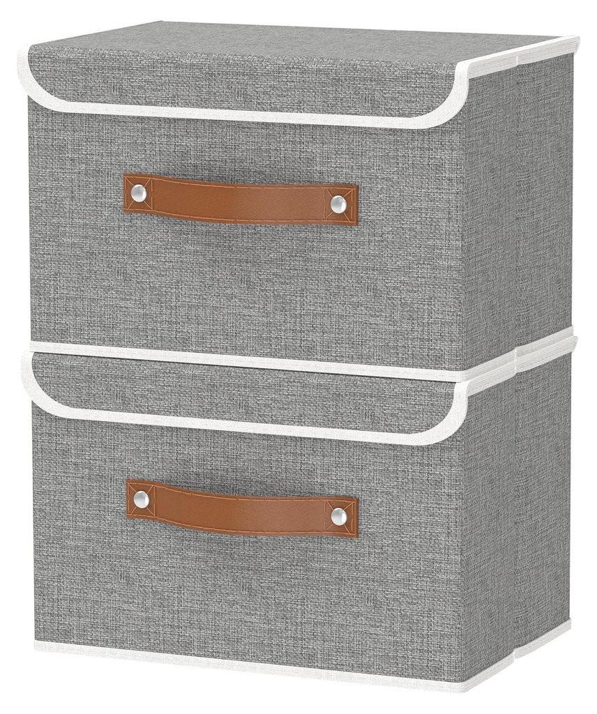 Aufbewahrungsbox aus Stoff, 38 x 25 x 25 cm, Aufbewahrungsbox mit Deckel, Aufbewahrungskorb, Organizer für Kleidung und Bücher.