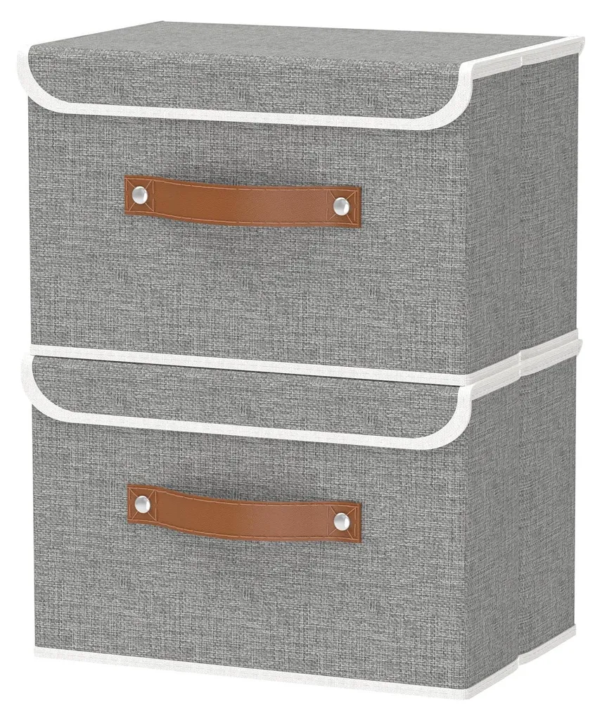 Boîte de rangement en tissu avec couvercle 38x25x25 cm Gris Anthracite