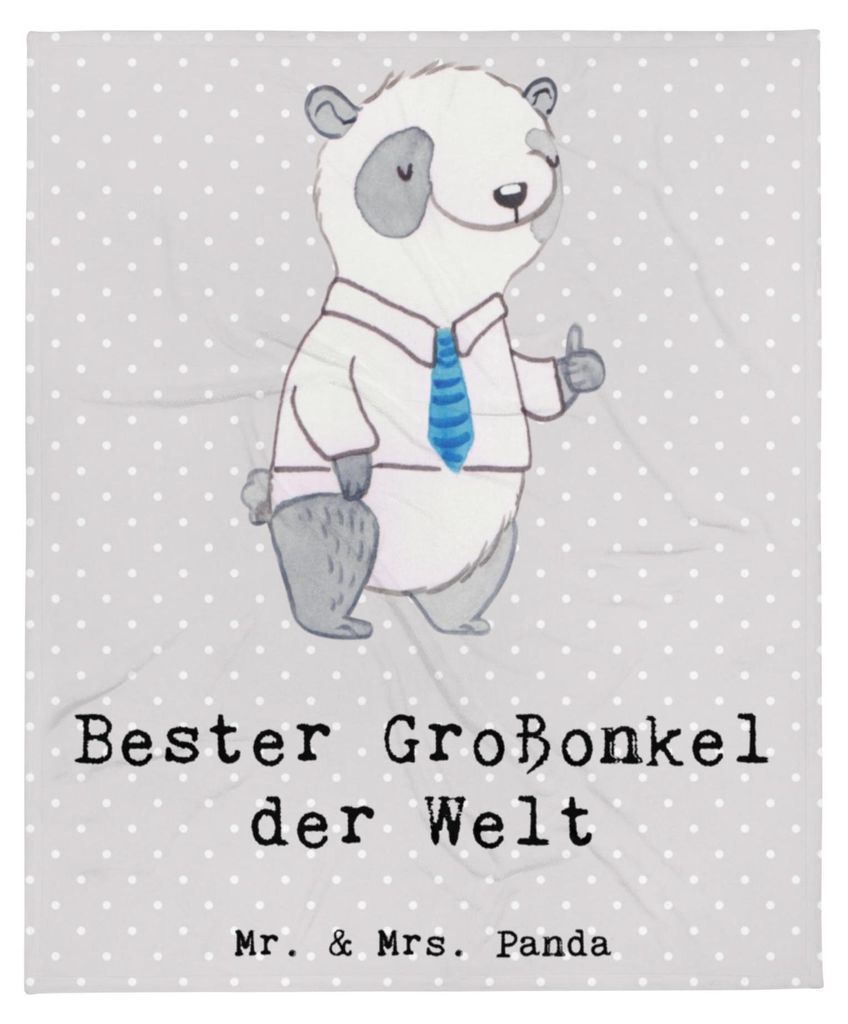 Mr. & Mrs. Panda Bettdecke Panda Bester Großonkel der Welt - Grau Pastell - Geschenk, Winterdecke, Decke, Sofadecke, Kuscheldecke, Onkel, Flauschi...