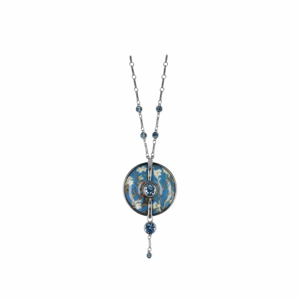 Collier Artis Orbis Amandier bleu en porcelaine fine Goebel 4.5 cm de diamètre