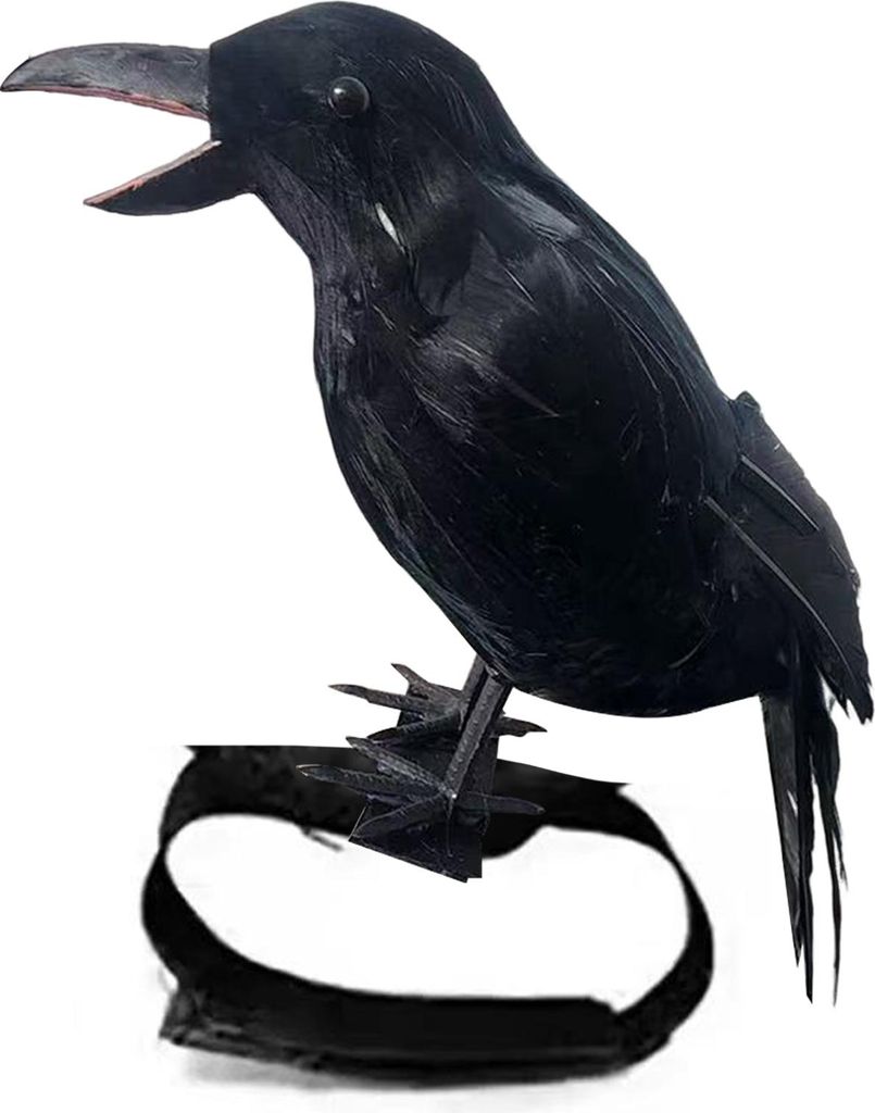 Halloween-Krähe mit schwarzen Federn, lebensgroß, realistische Raben-Requisite, handgefertigtes künstliches Vogelmodell für die Halloween-Party...