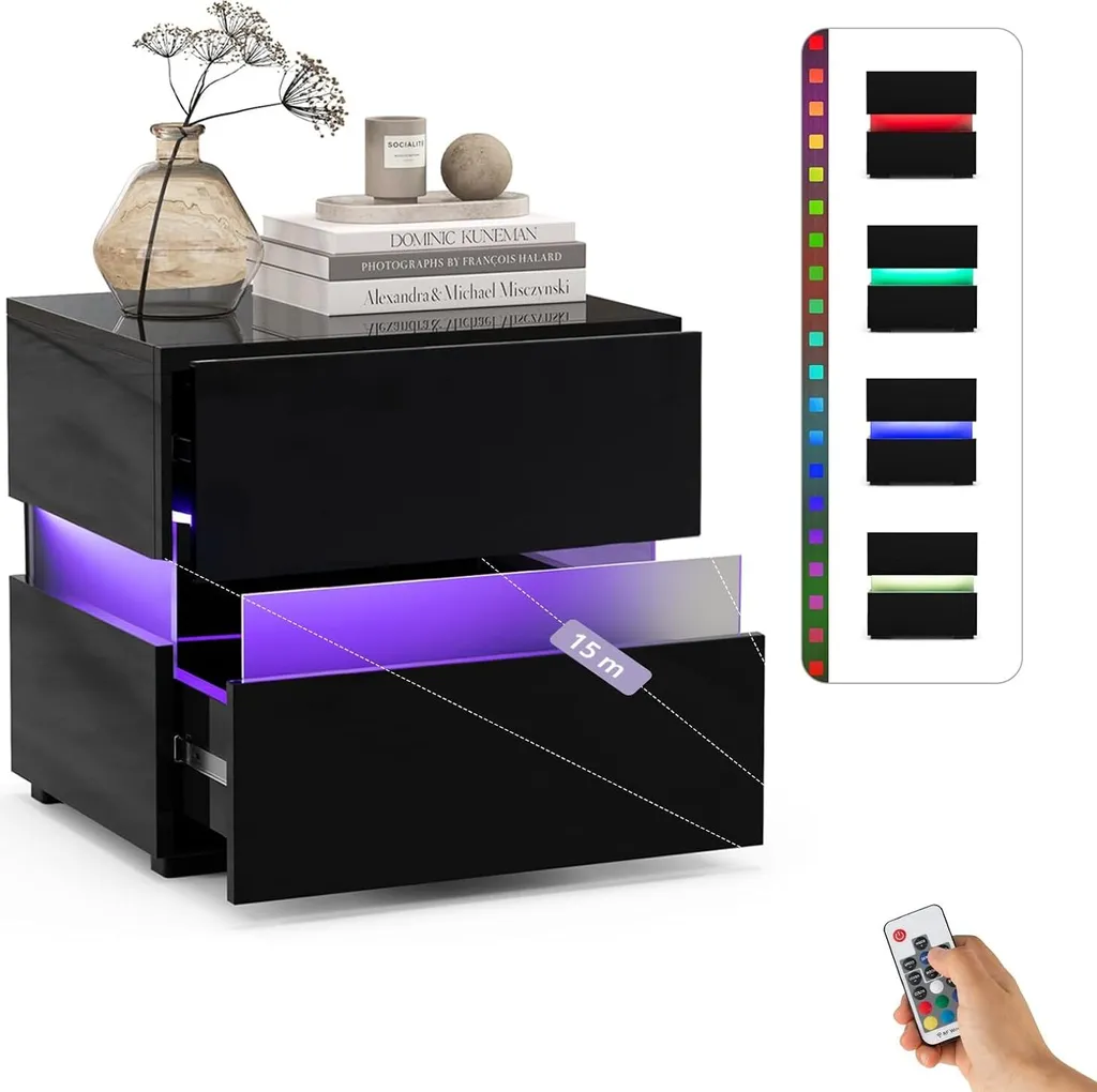 Table de nuit lumineuse pour ranger vos affaires et éclairer votre lit