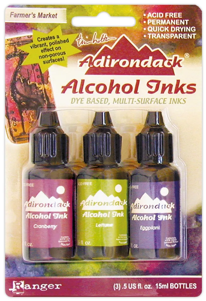 Encres à Alcool pour Personnaliser Verre, Métal et Bijoux DIY 14 ml x3