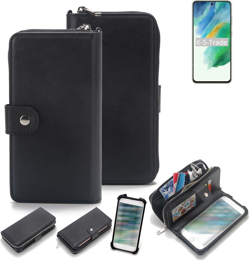 K-S-Trade 2in1 Handyhülle Schutzhülle kompatibel mit Samsung Galaxy S21 FE Exynos & Portemonnee Cover Handy Hülle Case Etui Geldbörse Wallet