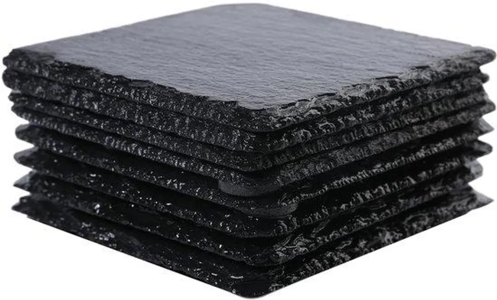 Sous-verres pierre naturelle noire anti-rayures pour protéger vos tables