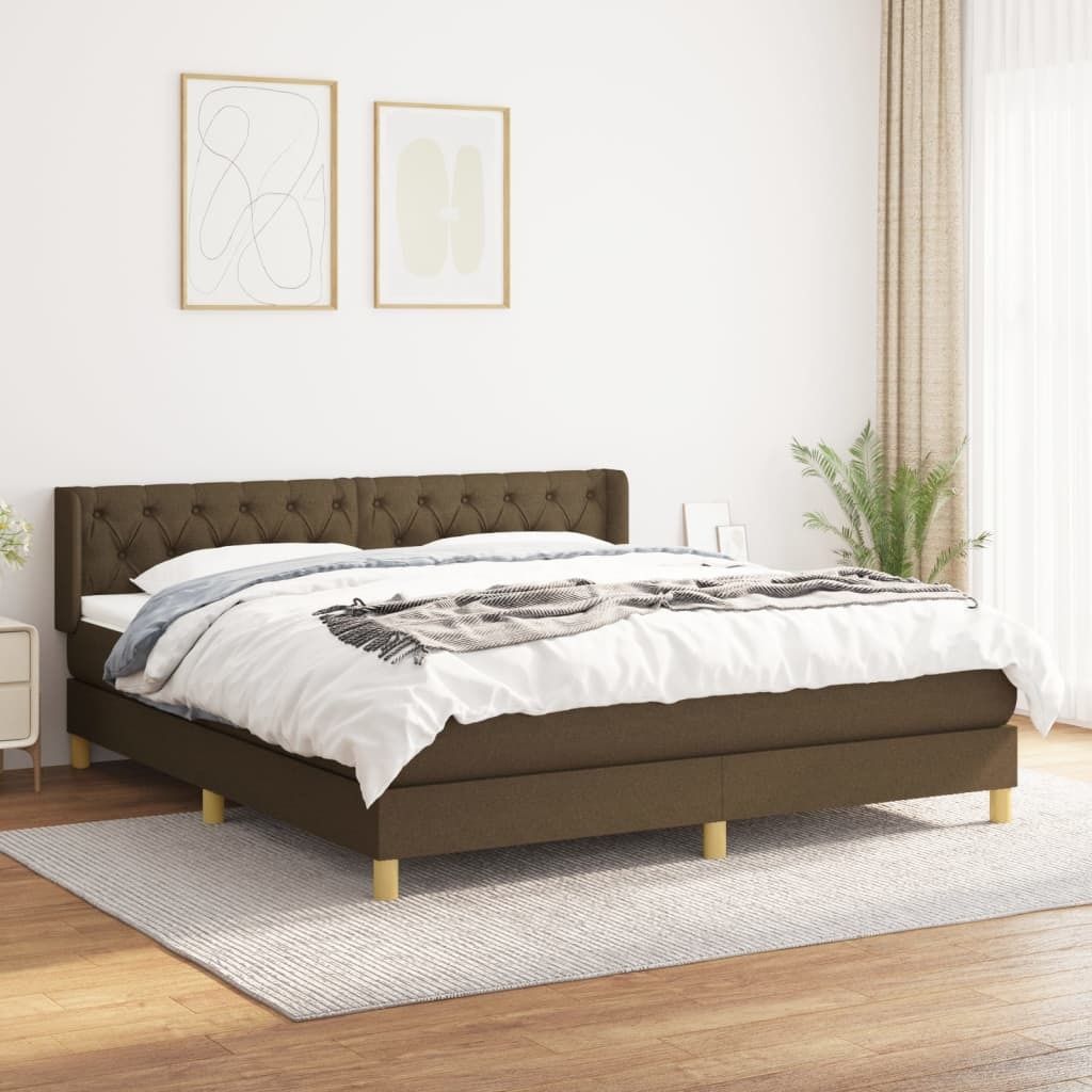Maison Exclusive - Boxspringbett mit Matratze Dunkelbraun 160x200 cm Stoff