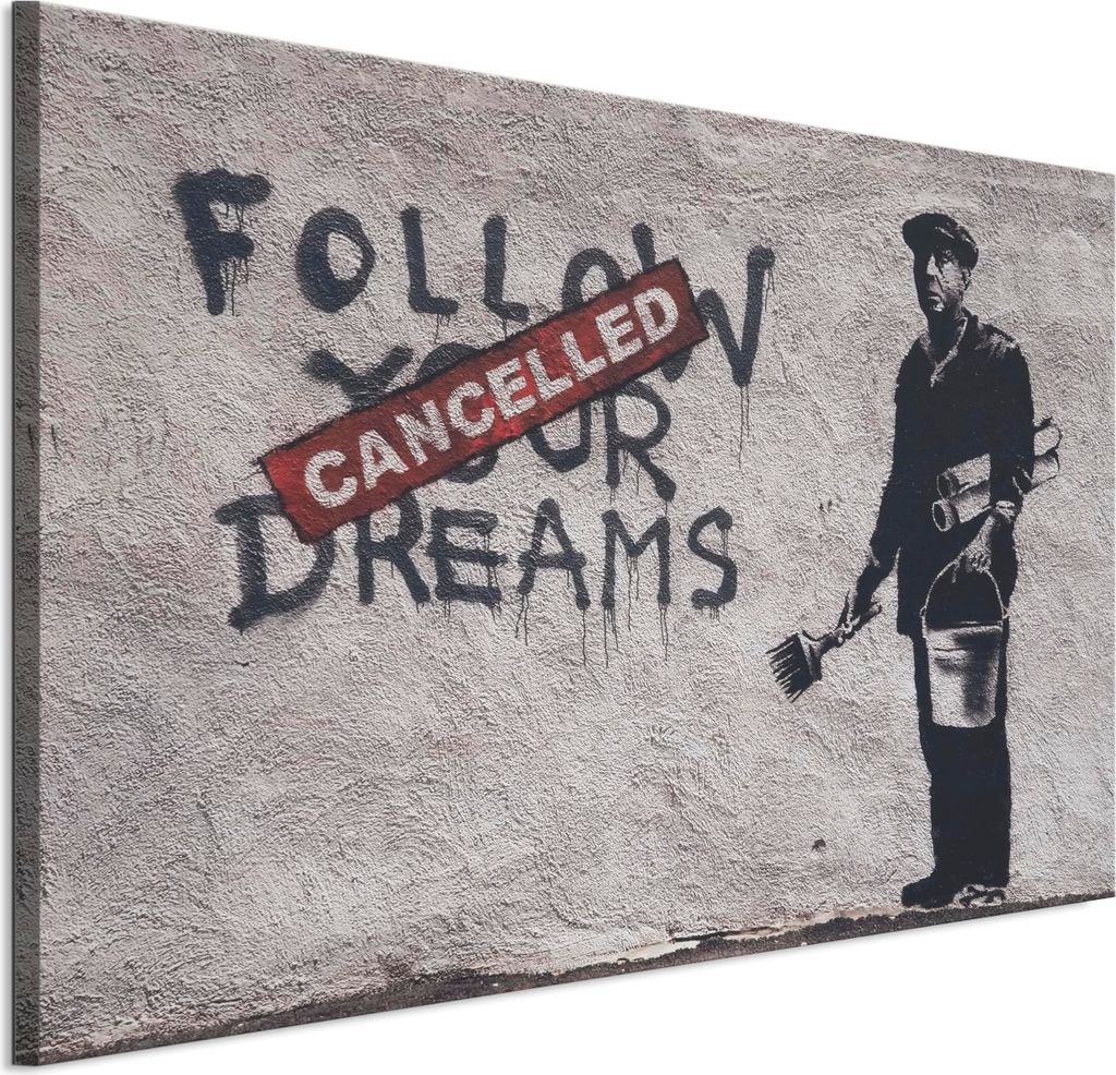LUMASOUL Leinwand Bilder, Leinwandbild Natur Motiv, Wandbilder Holzrahmen und Webstuhl Wohnzimmer und Schlafzimmer, Bilder 120x80 cm Banksy