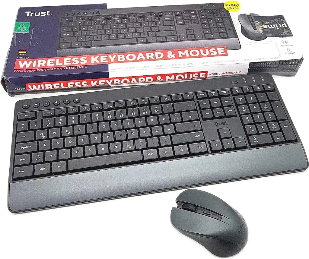 Trust Trezo Clavier et Souris Sans Fil Silencieux - Connexion USB 2.4 GHz
