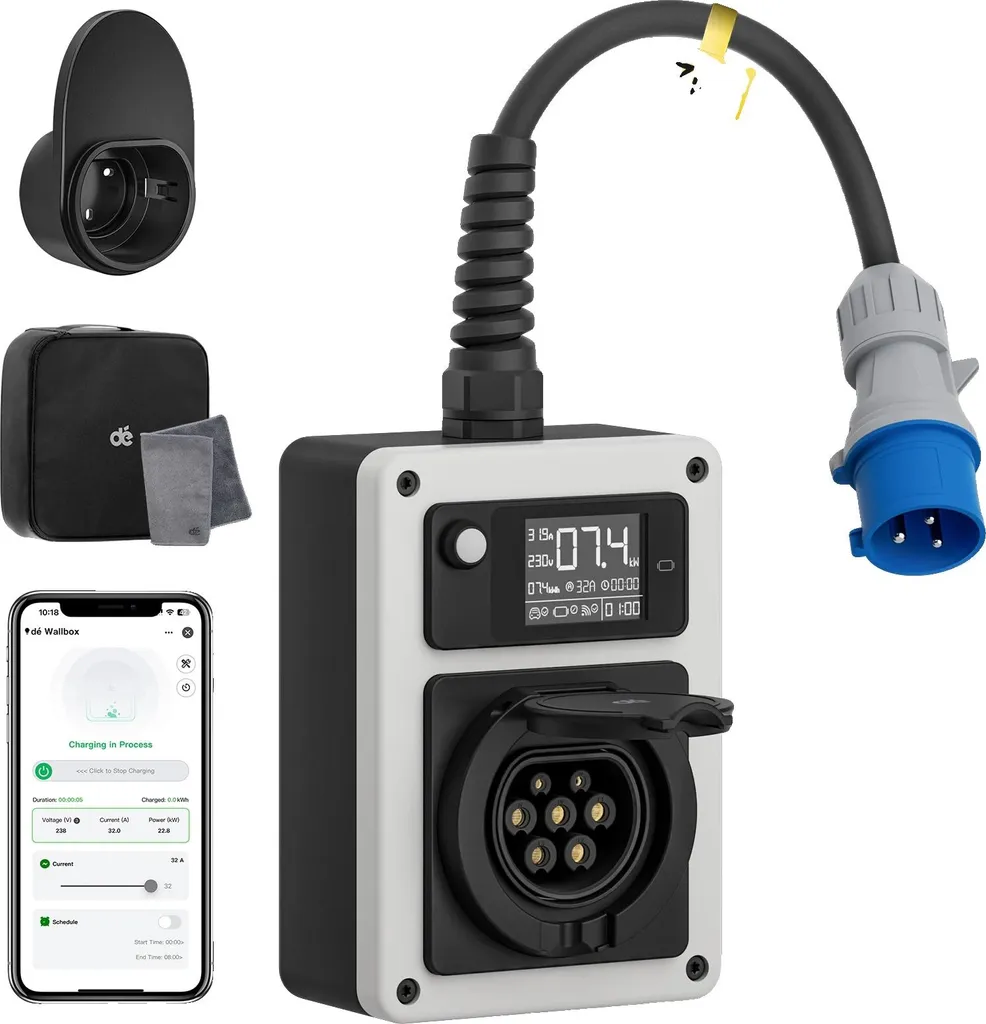 Chargeur Portable pour Voiture Électrique 7.4kW | Borne Mobile Type 2
