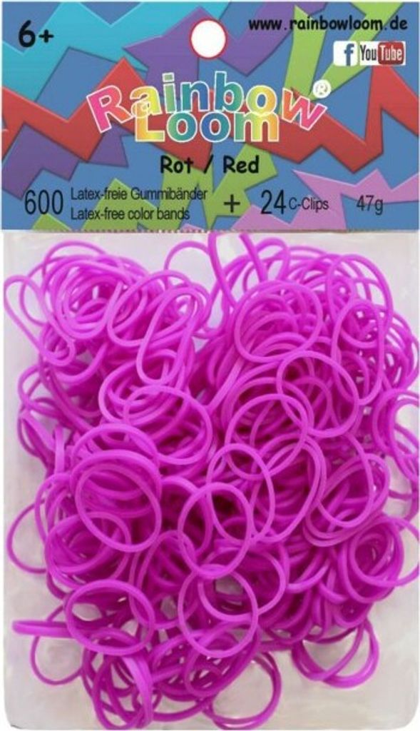 Rainbow Loom / 300 Gummibänder + 12 Clips / Farbe: neon-lila