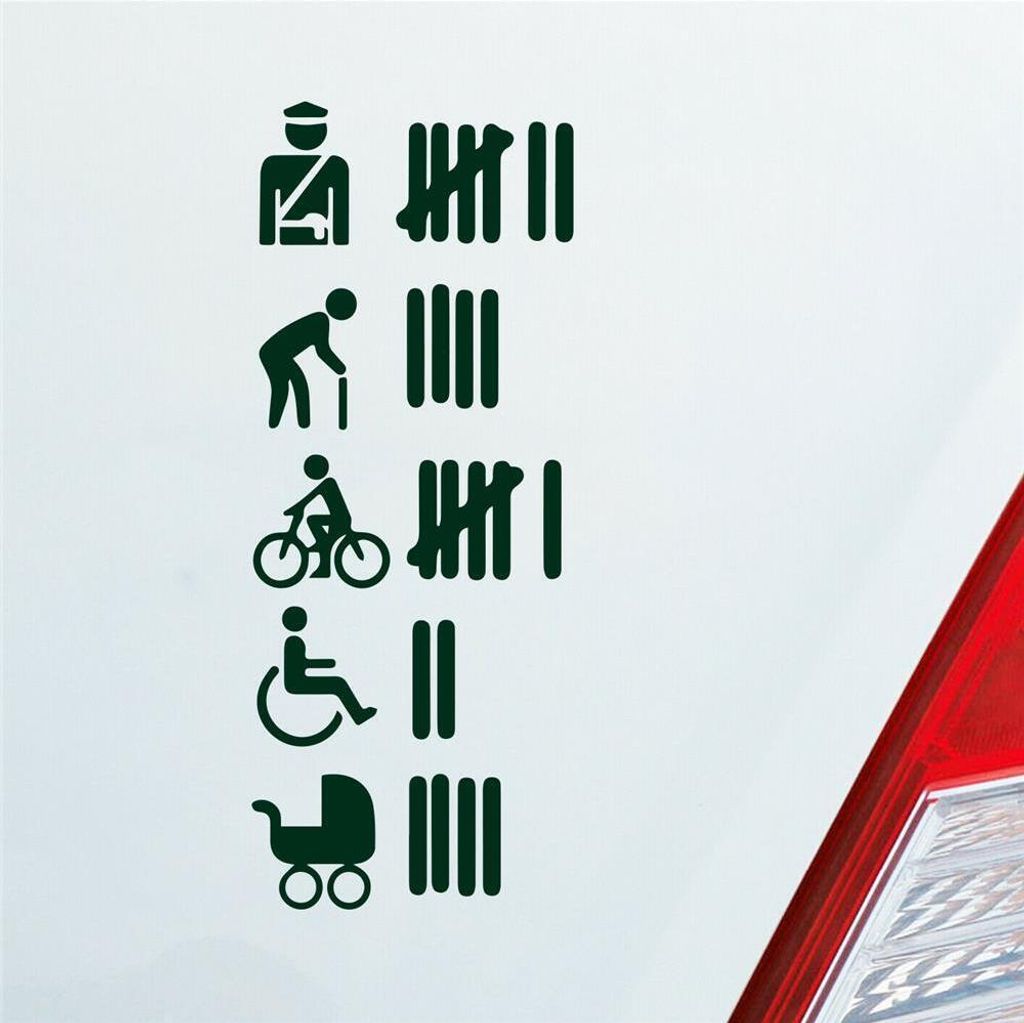 Auto Aufkleber Strichliste Tally List Tuning 15x6 cm Dunkelgrün Sticker Heckscheibenaufkleber