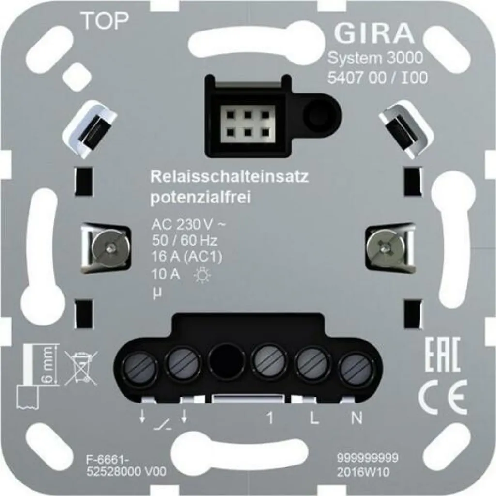 Relais de commutation libre de potentiel Gira 540700 contact sec 10A
