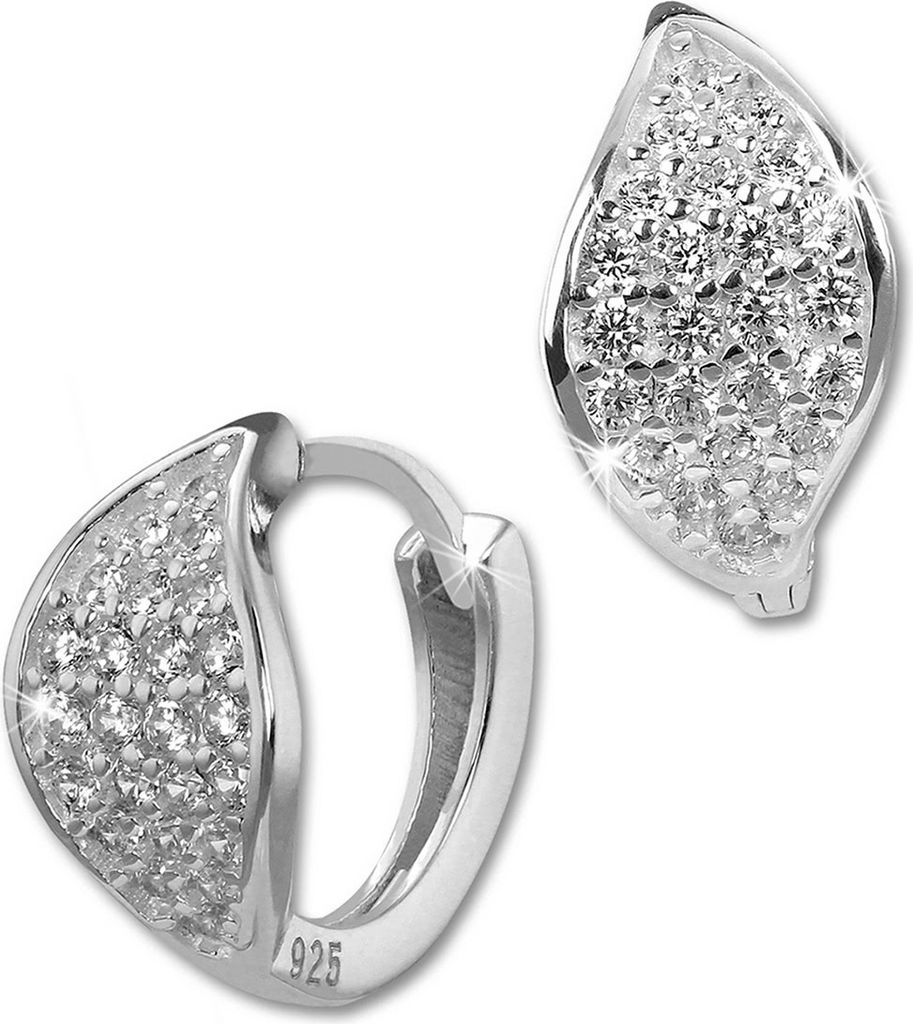 SilberDream Creolen 14mm weiß Ohrringe Silber Blatt Zirkonia Damen D2SDO422W