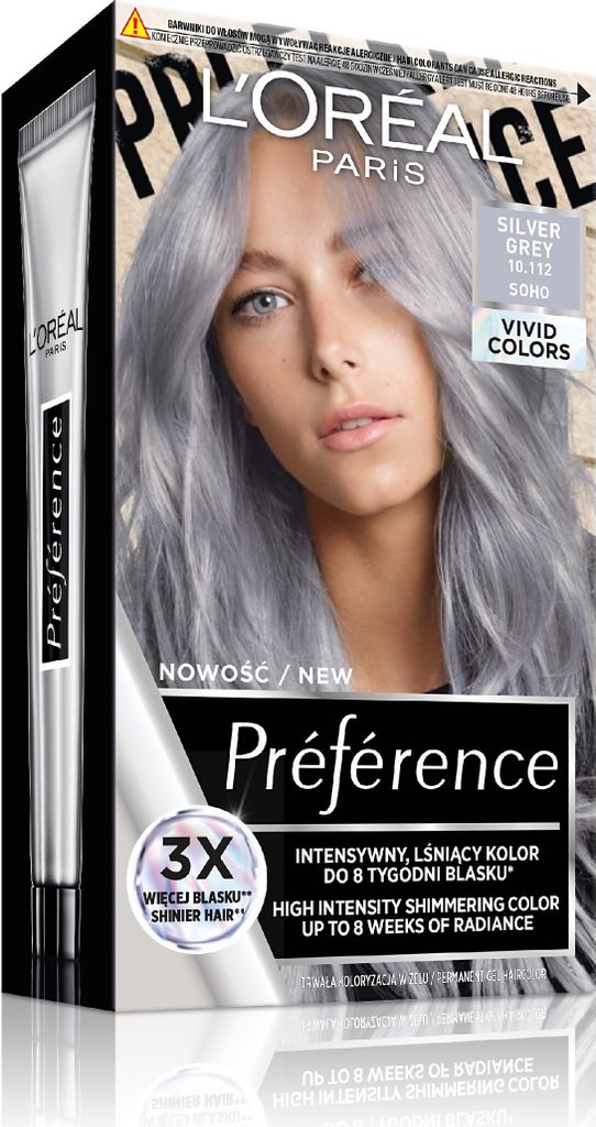 Loreal Preference Vivid Colors Farba do włosów nr 10.112 Silver Grey (Soho) 1op.