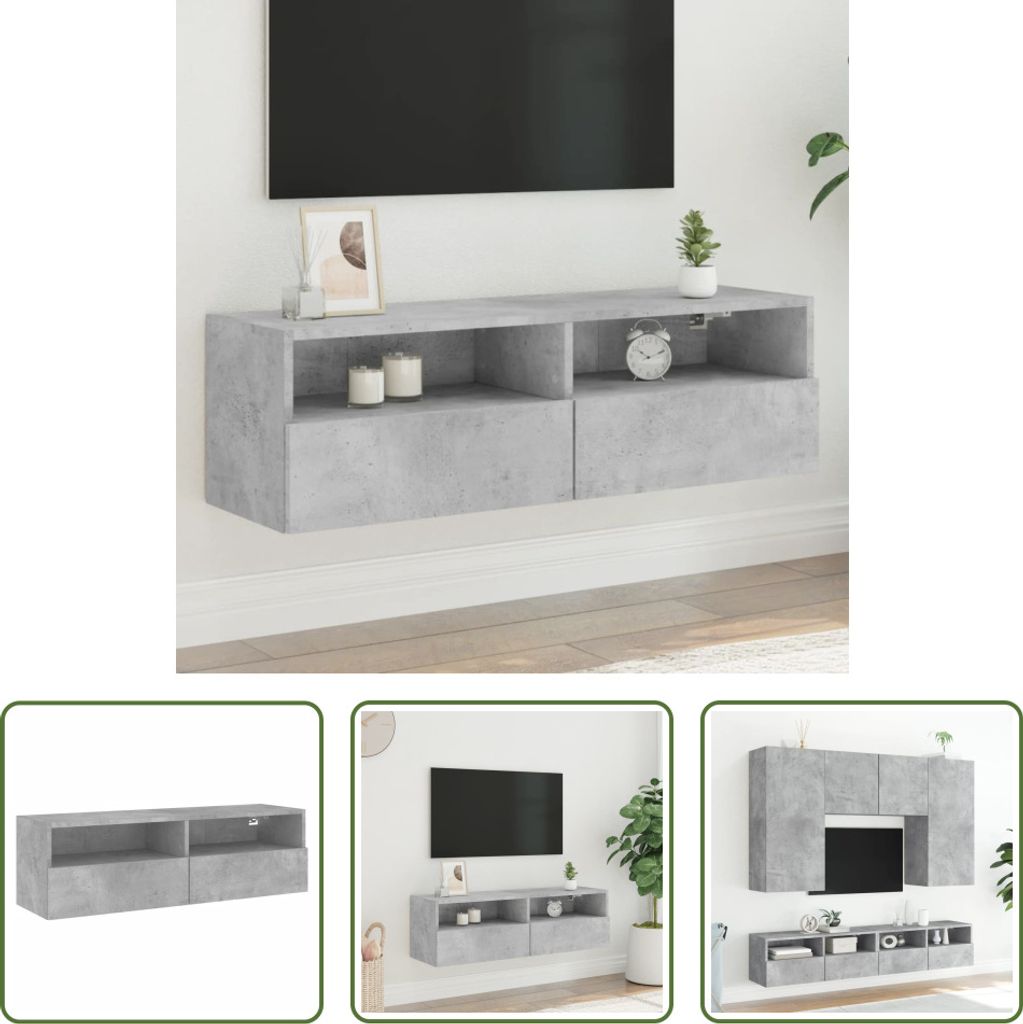 The Living Store TV-Wandschrank Betongrau 100x30x30 cm Produktbild 