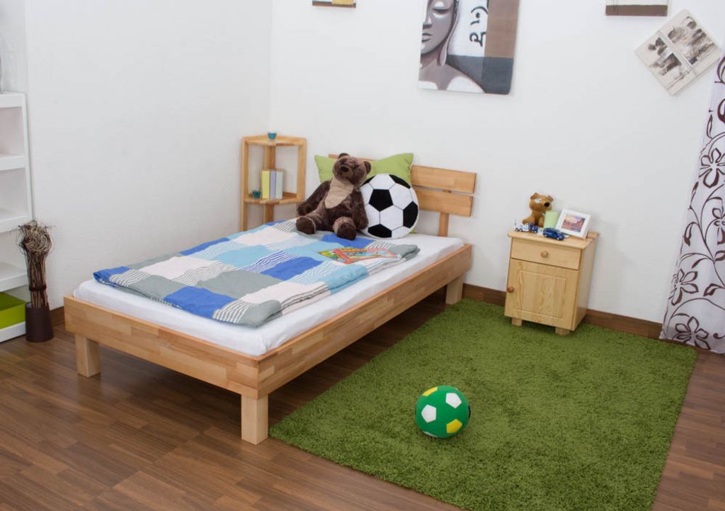 Jugendbett Wooden Nature 03 Kernbuche massiv geölt - Liegefläche 90 x 200 cm (B x L)