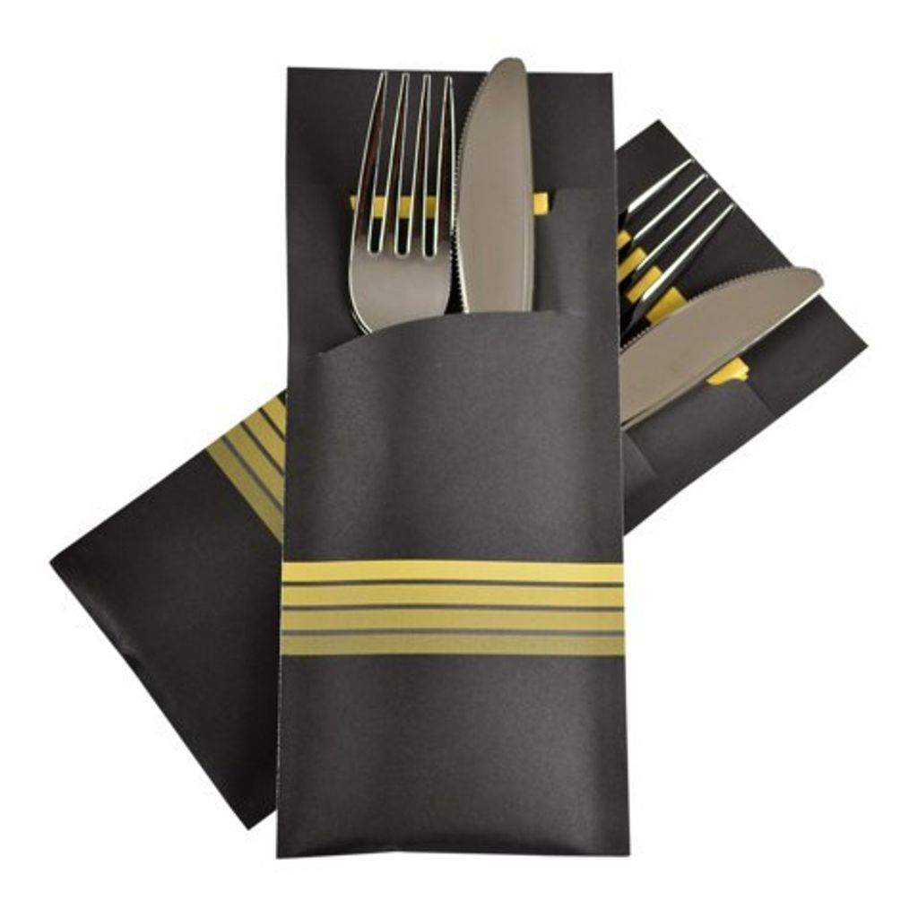 520x Pochetto Bestecktaschen 200x85mm schwarz gelbe Produktbild 