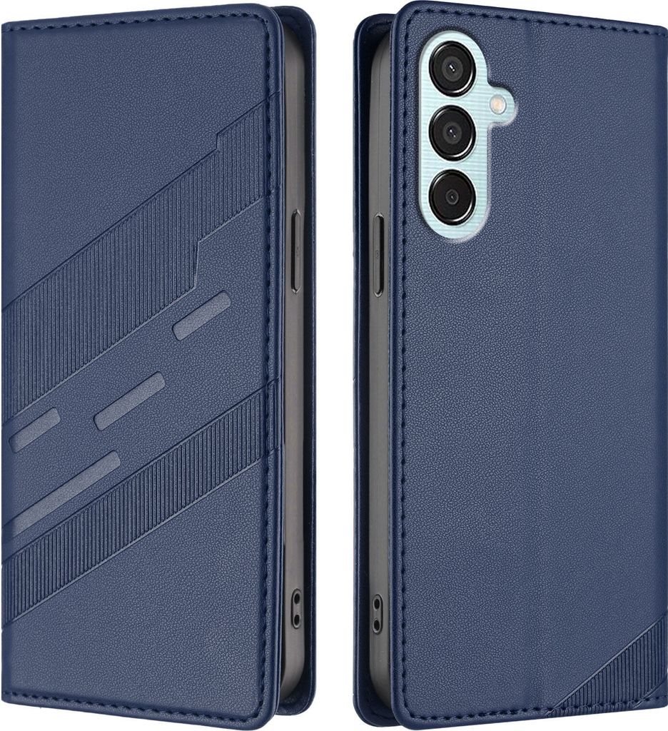 Hülle für Samsung Galaxy M15, Kunstleder Brieftaschen Handyhülle mit Kartenfach und Standfunktion Blau