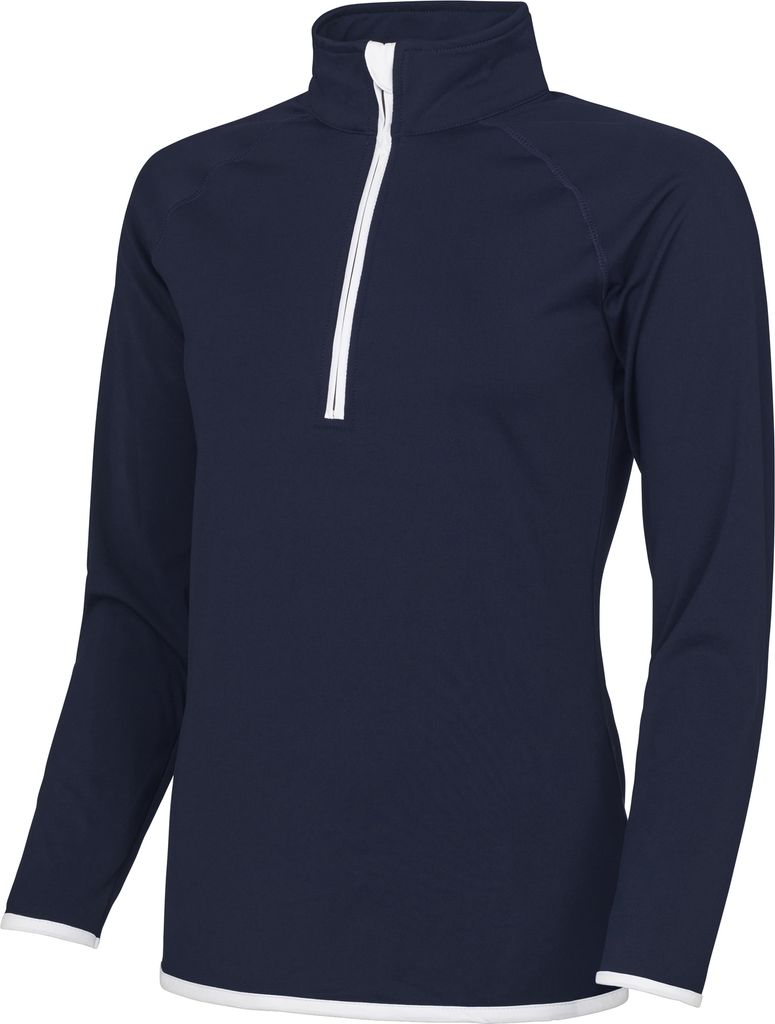 AWDis Just Cool Damen Sweatshirt mit Reißverschluss bis zur Brust RW4816 (M) (Marineblau/Weiß)