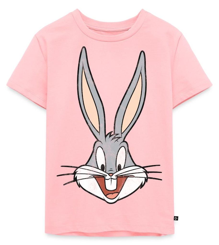 Spreadshirt Looney Tunes Bugs Bunny Kopf Vintage Kinder Premium T-Shirt, 134/140 (8 Jahre), Rosa