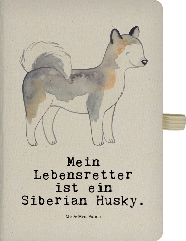 Mr. & Mrs. Panda Tagebuch Siberian Husky Lebensretter - Transparent - Geschenk, Kladde, notizbuch, Reisetagebuch, Journal, Adressbuch