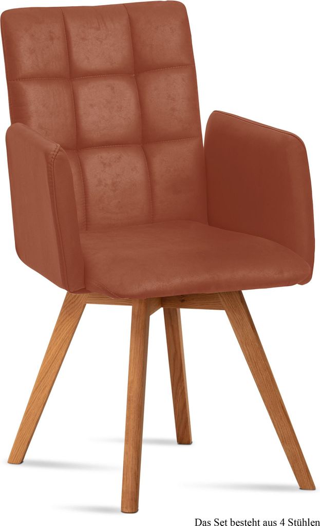 Armlehnstuhl (4er-Set) Dione 52x91x60 Eiche geölt/Cognac