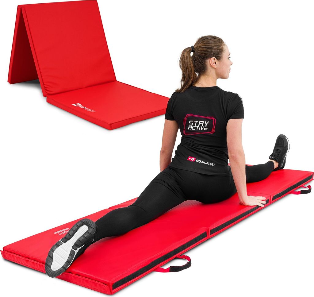 Hop-sport Skládací tvrdá gymnastická žíněnka 5cm červená | Obrázek produktu 9