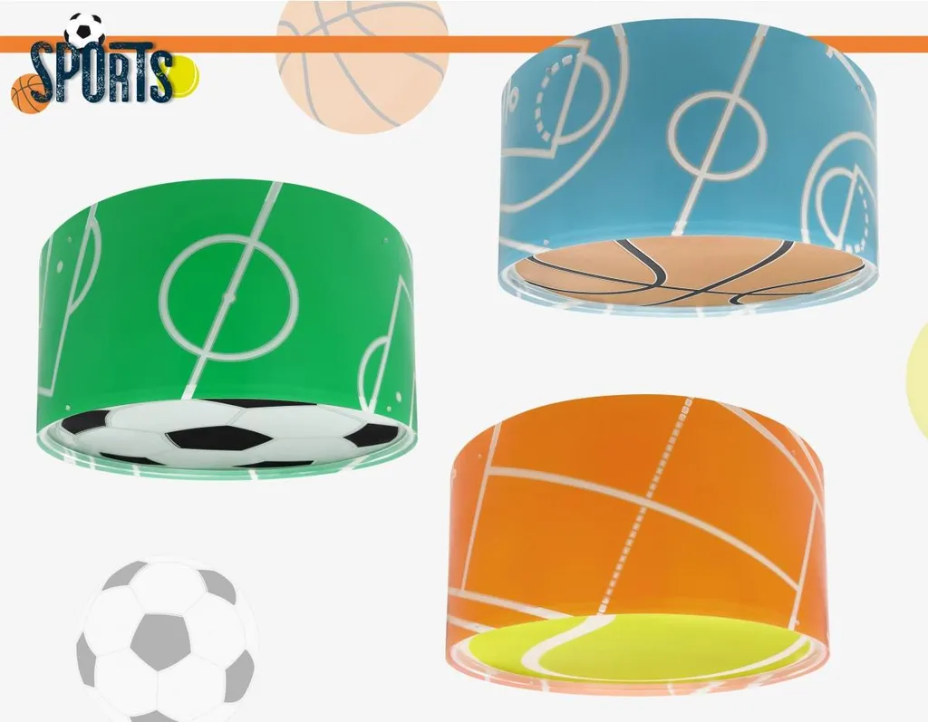 Elobra Lampada A Soffitto Per Cameretta Con Motivo Calcio - Legno, Faretti Orientabili, Prodotta In Germania, Colore Argento/Bianco 128.299