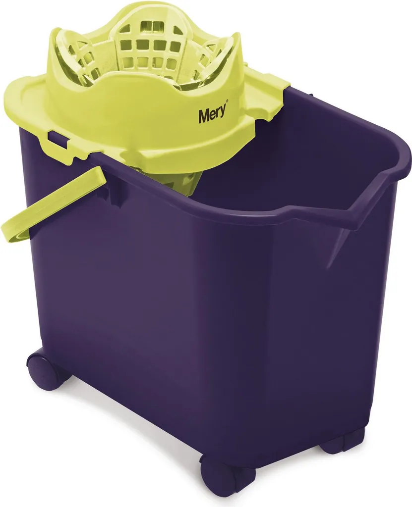 Seau 20 litres rectangulaire à roulettes avec essoreuse ergonomique