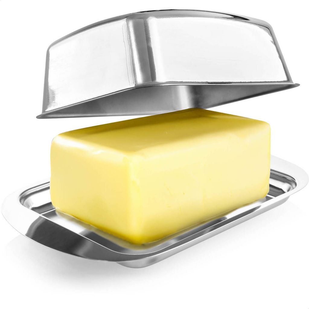 com-four® Butterdose Edelstahl - Große Butterglocke aus Produktbild 