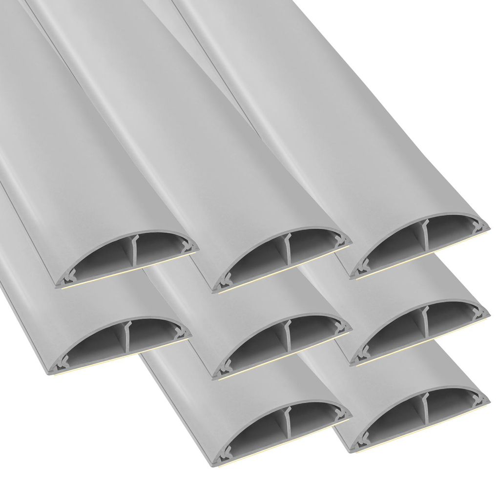 ARLI Kabelkanal halbrund selbstklebend 50x12 mm Grau – 8x 1m Wand- & Fußboden Kabelbrücke PVC Installationskanal