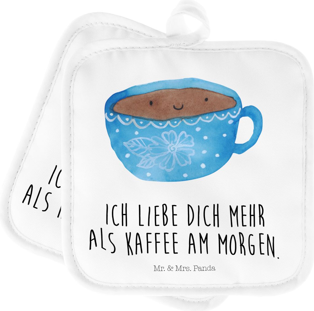 Mr. & Mrs. Panda Topflappen Kaffee Tasse - Weiß - Geschenk, Liebe, Genuss, Topfuntersetzer, Lustige Sprüche, Geschmack, Ofenlappen, Kochlappen, G...