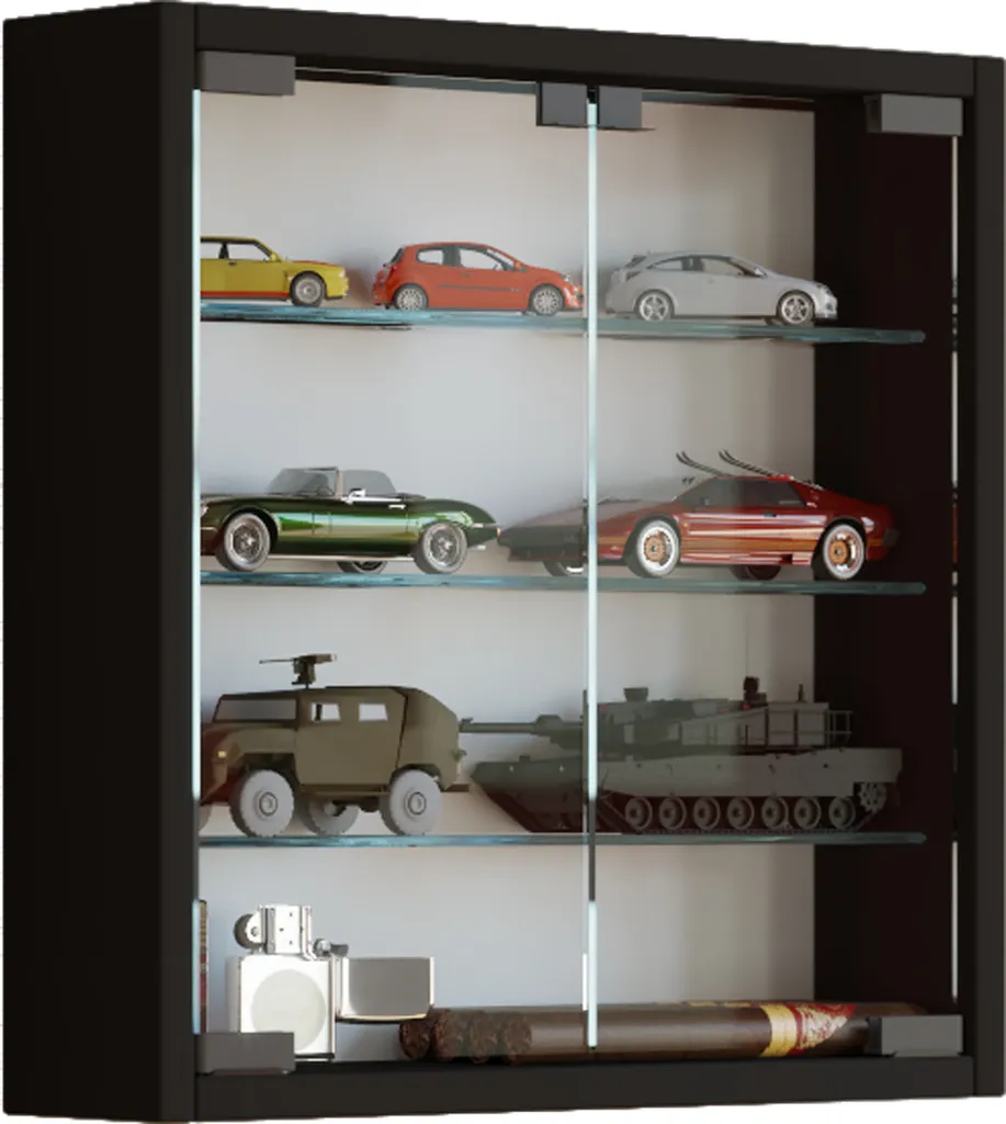 Bacheca Espositiva Nera 40x40x10 cm | Vetrina Mandosa in Vetro ESG