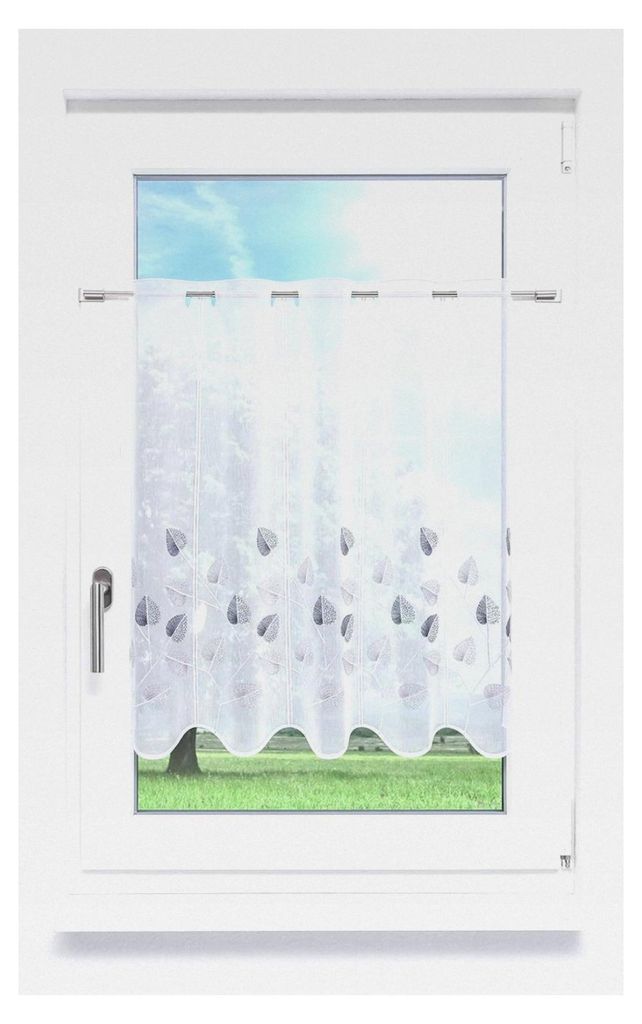 Scheibengardine Designblätter (Bx H) 176cm * 70cm Grau/Grau
