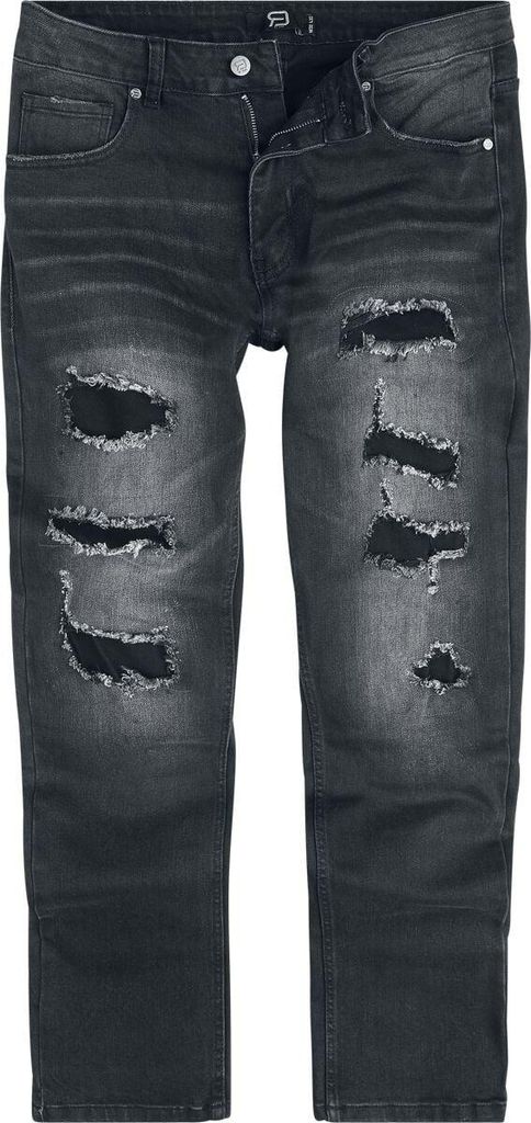 RED by EMP Herren schwarze Jeans mit Cut-Outs W31L32