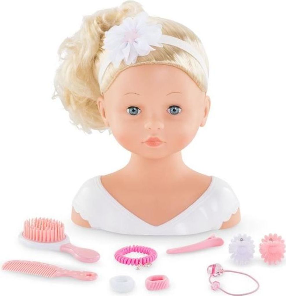 Frisierkopf mit 10 Accessoires, Weiches Vinyl, Vanilleduft, Inklusive Haarbürste, Haarklammern und Haargummis
