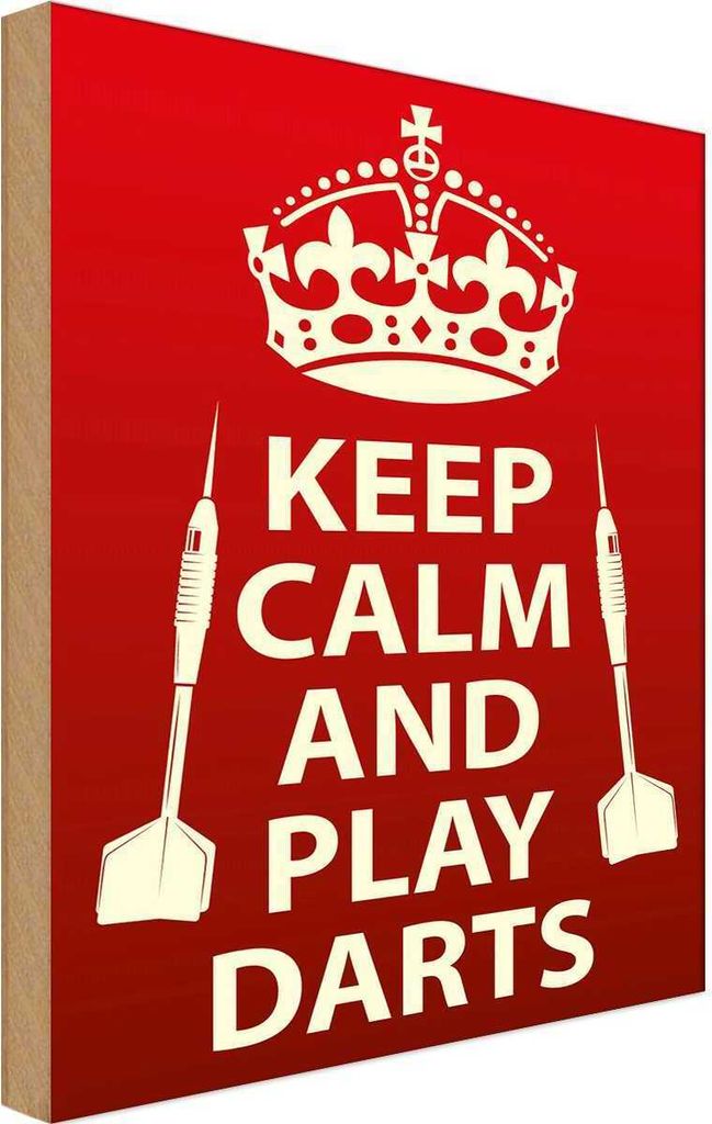 vianmo Holzschild 40x30 cm Keep Calm and play Darts