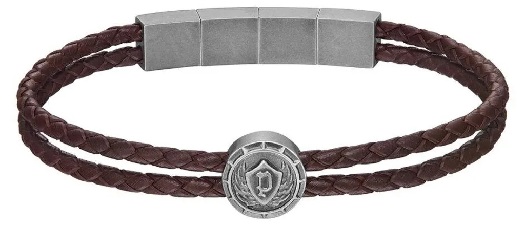 Bracelet Homme Double Tour en Cuir Noir Crest Accessoire de Mode Chic