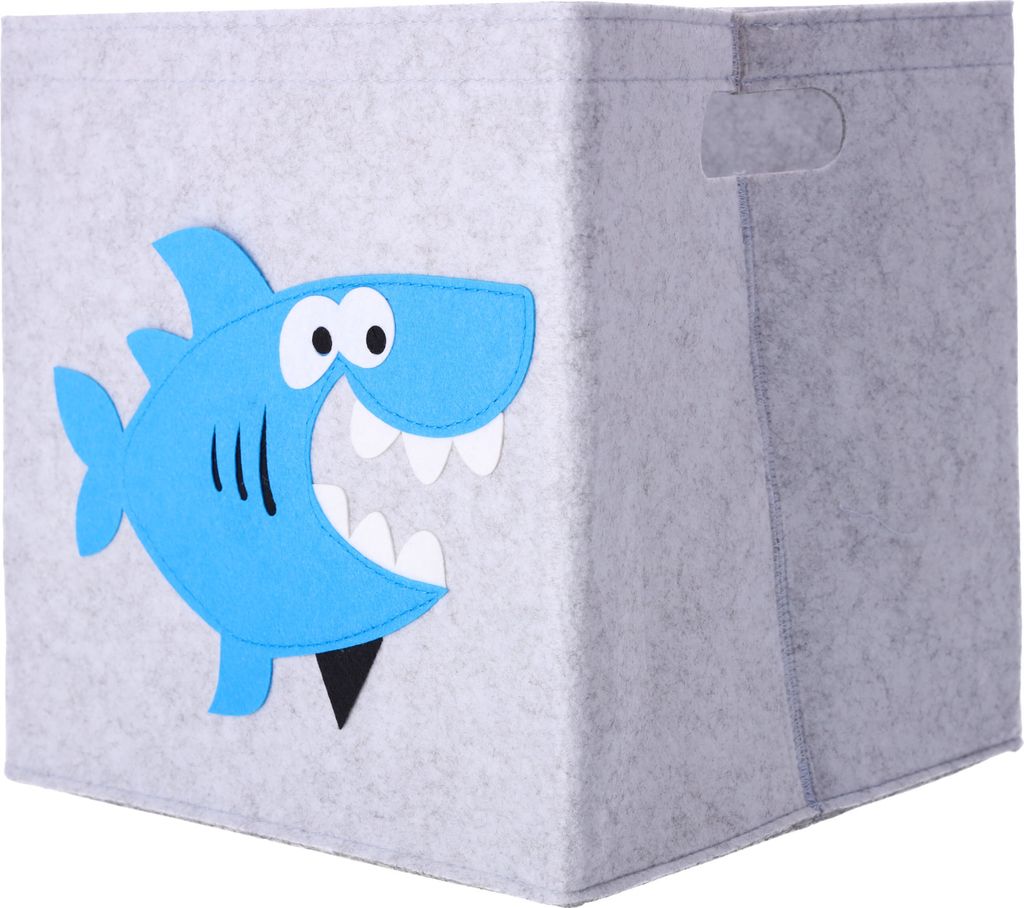 Bracia Mebelek | Aufbewahrungsbox - 30x30x30 cm - Spielzeugkiste, Aufbewahrung Kinderzimmer, Toy Box - Hai